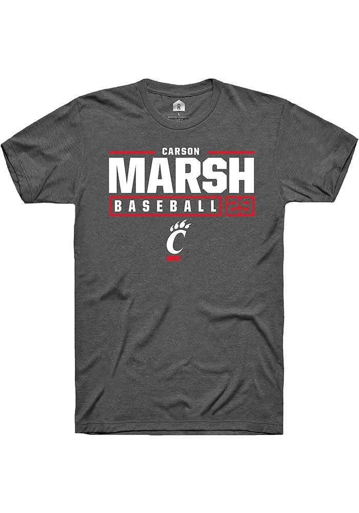 Carson Marsh  Cincinnati Bearcats Dark Grey Rally NIL Stacked Box Short Sleeve T Shirt