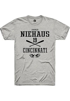 Charlie Niehaus  Cincinnati Bearcats Ash Rally NIL Sport Icon Short Sleeve T Shirt