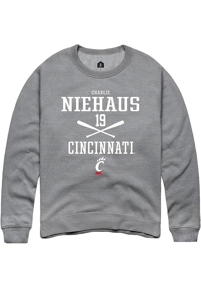 Charlie Niehaus  Rally Cincinnati Bearcats Mens Graphite NIL Sport Icon Long Sleeve Crew Sweatsh..