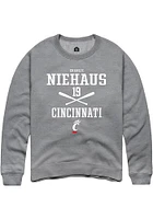 Charlie Niehaus  Rally Cincinnati Bearcats Mens Graphite NIL Sport Icon Long Sleeve Crew Sweatsh..