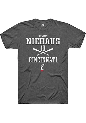 Charlie Niehaus  Cincinnati Bearcats Dark Grey Rally NIL Sport Icon Short Sleeve T Shirt