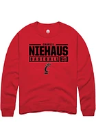 Charlie Niehaus  Rally Cincinnati Bearcats Mens Red NIL Stacked Box Long Sleeve Crew Sweatshirt