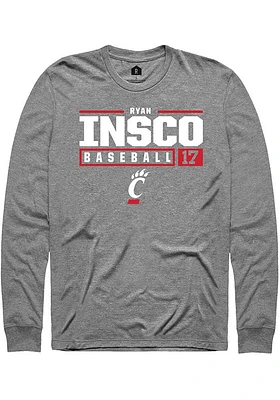 Ryan Insco  Cincinnati Bearcats Graphite Rally NIL Stacked Box Long Sleeve T Shirt