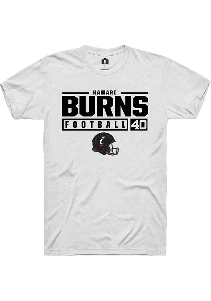 Kamari Burns Cincinnati Bearcats Rally NIL Stacked Box Short Sleeve T Shirt