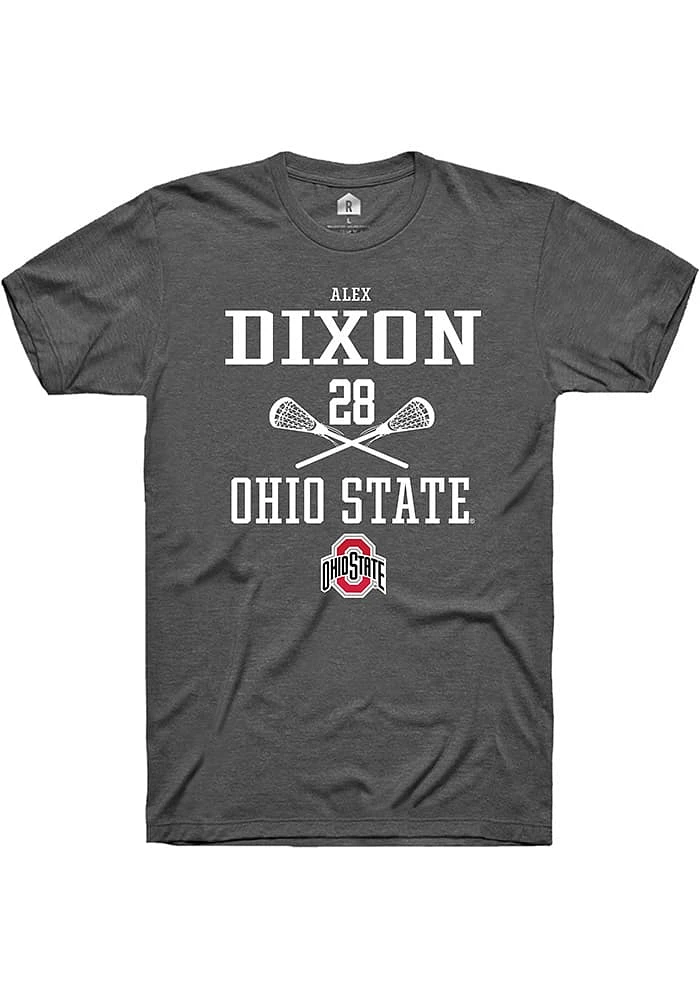 Alex Dixon  Ohio State Buckeyes Dark Grey Rally NIL Sport Icon Short Sleeve T Shirt