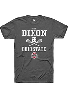 Alex Dixon  Ohio State Buckeyes Dark Grey Rally NIL Sport Icon Short Sleeve T Shirt