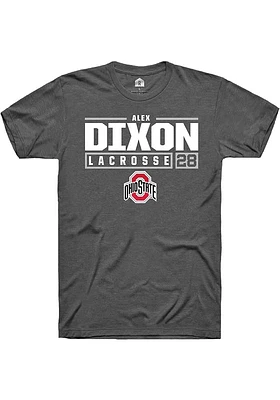 Alex Dixon  Ohio State Buckeyes Dark Grey Rally NIL Stacked Box Short Sleeve T Shirt