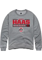 Garrett Haas  Rally Ohio State Buckeyes Mens Graphite NIL Stacked Box Long Sleeve Crew Sweatshir..