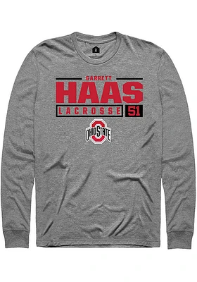 Garrett Haas  Ohio State Buckeyes Graphite Rally NIL Stacked Box Long Sleeve T Shirt