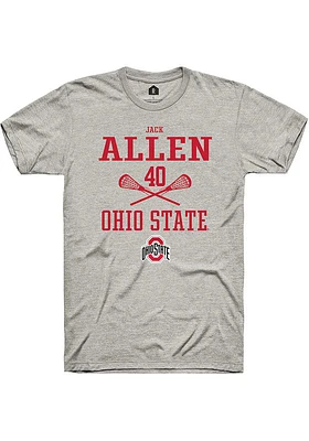 Jack Allen  Ohio State Buckeyes Ash Rally NIL Sport Icon Short Sleeve T Shirt