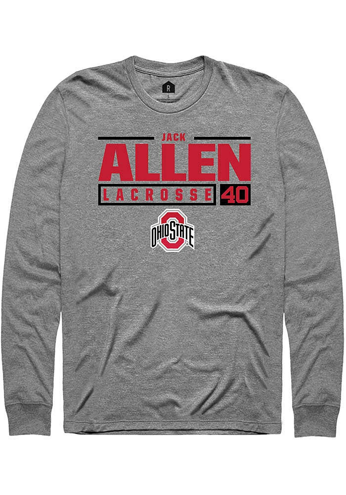 Jack Allen  Ohio State Buckeyes Graphite Rally NIL Stacked Box Long Sleeve T Shirt