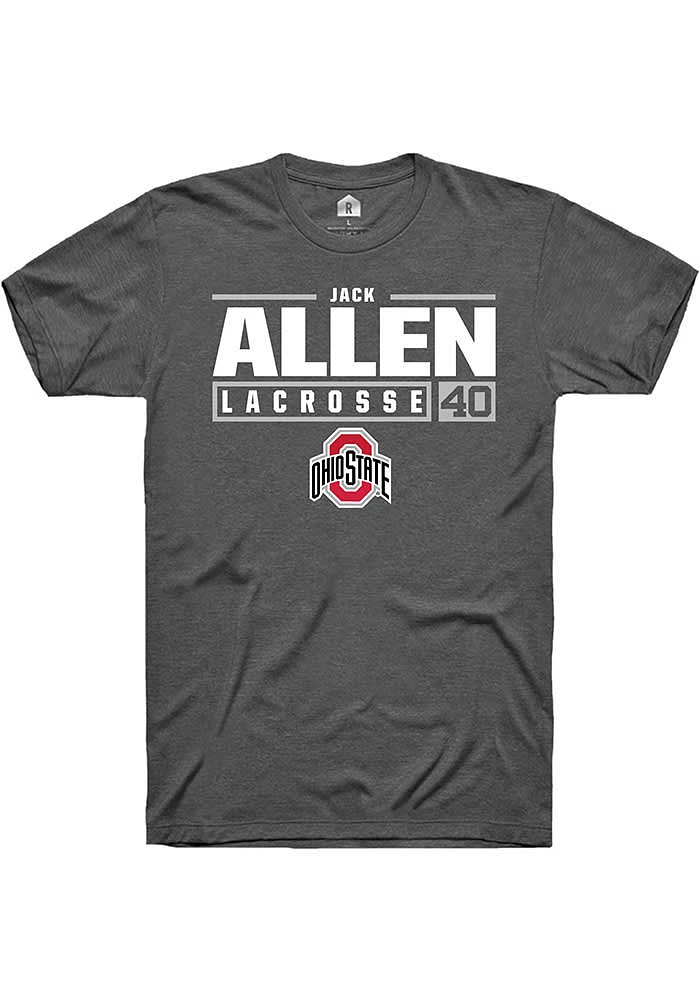 Jack Allen  Ohio State Buckeyes Dark Grey Rally NIL Stacked Box Short Sleeve T Shirt