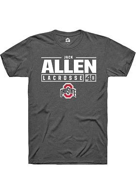 Jack Allen  Ohio State Buckeyes Dark Grey Rally NIL Stacked Box Short Sleeve T Shirt