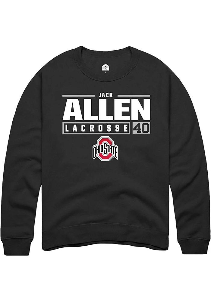 Jack Allen Rally Ohio State Buckeyes Mens NIL Stacked Box Long Sleeve Crew Sweatshirt