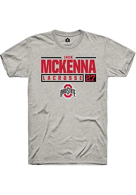 Jack McKenna  Ohio State Buckeyes Ash Rally NIL Stacked Box Short Sleeve T Shirt