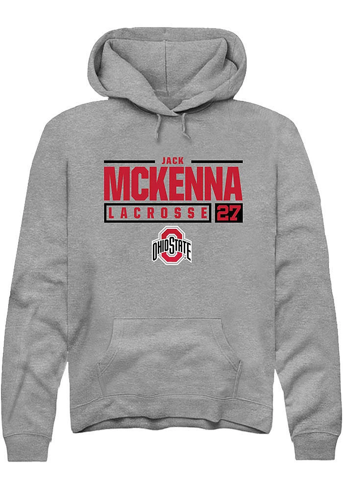 Jack McKenna  Rally Ohio State Buckeyes Mens Graphite NIL Stacked Box Long Sleeve Hoodie