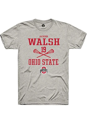 Jackson Walsh  Ohio State Buckeyes Ash Rally NIL Sport Icon Short Sleeve T Shirt