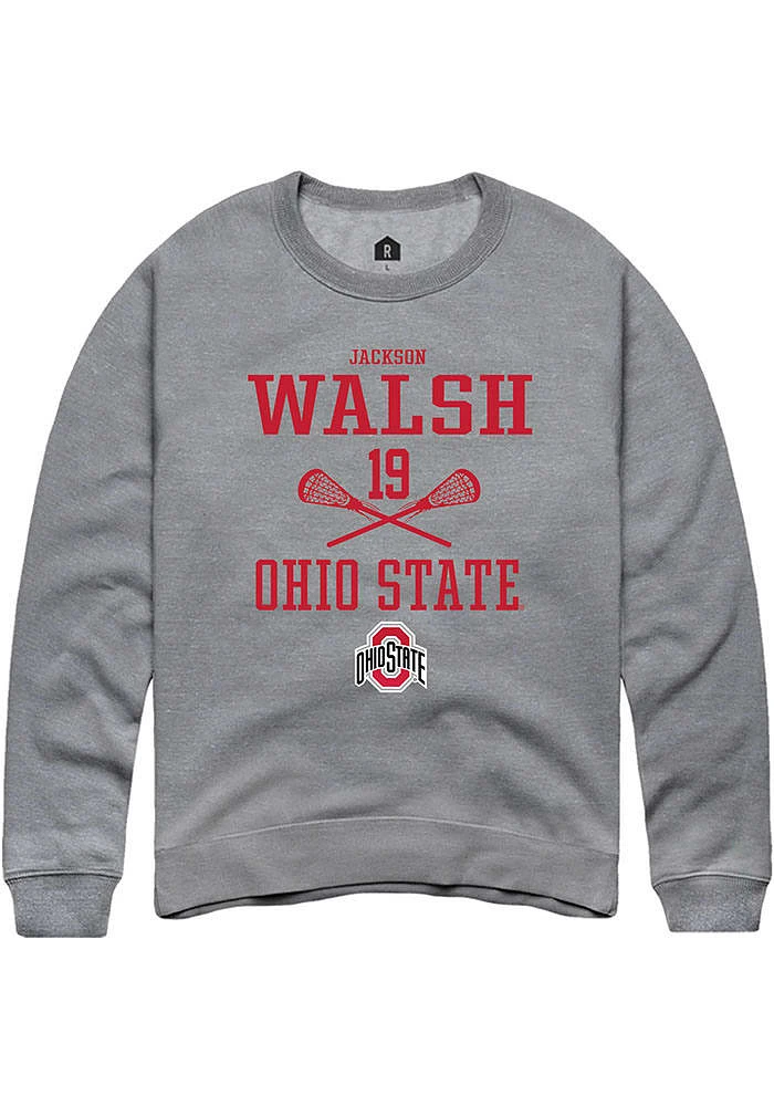 Jackson Walsh  Rally Ohio State Buckeyes Mens Graphite NIL Sport Icon Long Sleeve Crew Sweatshir..