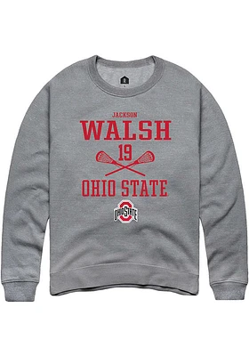 Jackson Walsh  Rally Ohio State Buckeyes Mens Graphite NIL Sport Icon Long Sleeve Crew Sweatshir..