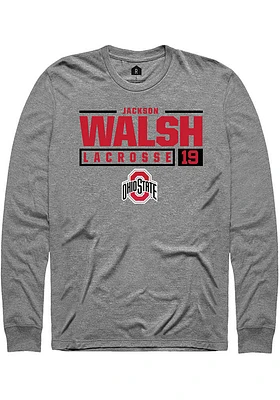 Jackson Walsh  Ohio State Buckeyes Graphite Rally NIL Stacked Box Long Sleeve T Shirt