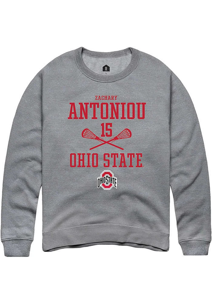 Zachary Antoniou  Rally Ohio State Buckeyes Mens Graphite NIL Sport Icon Long Sleeve Crew Sweats..