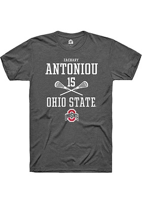 Zachary Antoniou  Ohio State Buckeyes Dark Grey Rally NIL Sport Icon Short Sleeve T Shirt