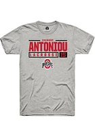 Zachary Antoniou  Ohio State Buckeyes Ash Rally NIL Stacked Box Short Sleeve T Shirt