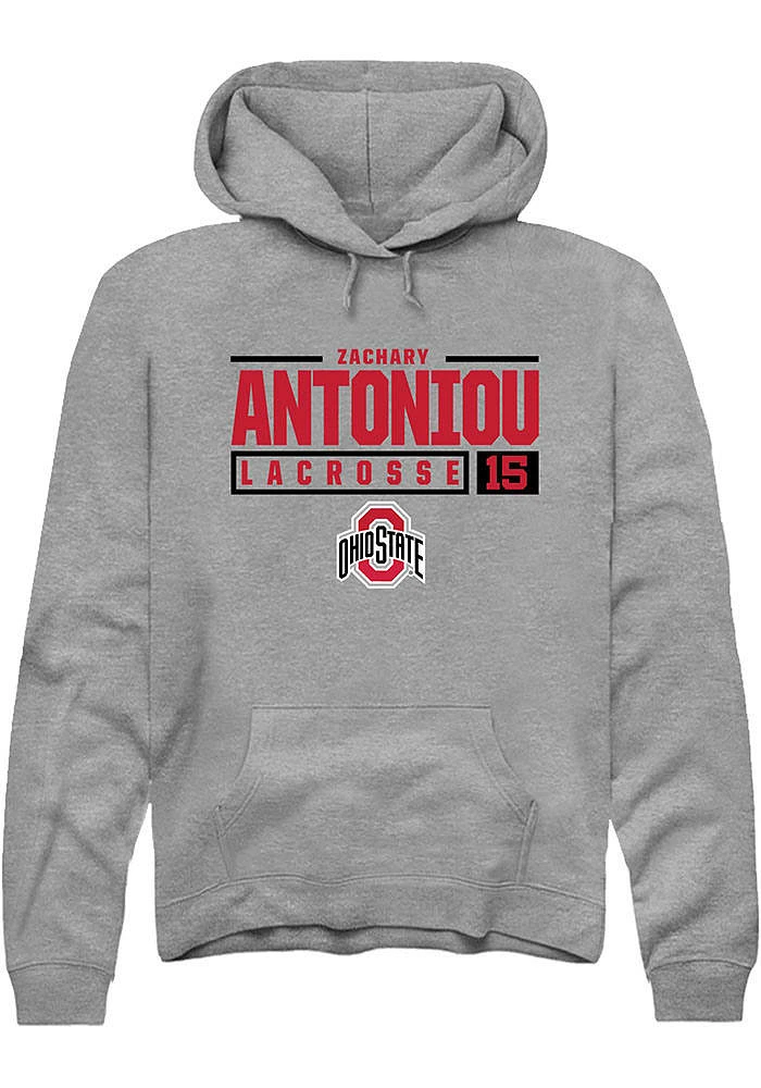 Zachary Antoniou  Rally Ohio State Buckeyes Mens Graphite NIL Stacked Box Long Sleeve Hoodie