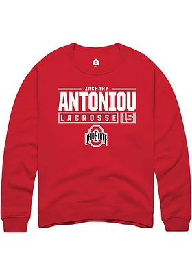 Zachary Antoniou  Rally Ohio State Buckeyes Mens Red NIL Stacked Box Long Sleeve Crew Sweatshirt