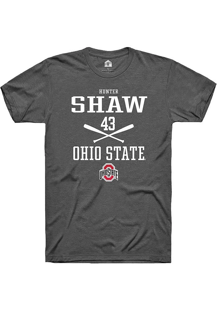 Hunter Shaw  Ohio State Buckeyes Dark Grey Rally NIL Sport Icon Short Sleeve T Shirt