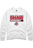 Hunter Shaw Rally Ohio State Buckeyes Mens NIL Stacked Box Long Sleeve Crew Sweatshirt