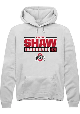 Hunter Shaw Rally Ohio State Buckeyes Mens NIL Stacked Box Long Sleeve Hoodie