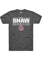 Hunter Shaw  Ohio State Buckeyes Dark Grey Rally NIL Stacked Box Short Sleeve T Shirt