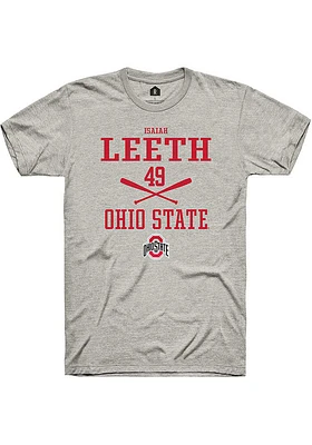 Isaiah Leeth  Ohio State Buckeyes Ash Rally NIL Sport Icon Short Sleeve T Shirt