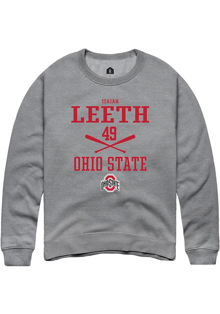 Isaiah Leeth  Rally Ohio State Buckeyes Mens Graphite NIL Sport Icon Long Sleeve Crew Sweatshirt