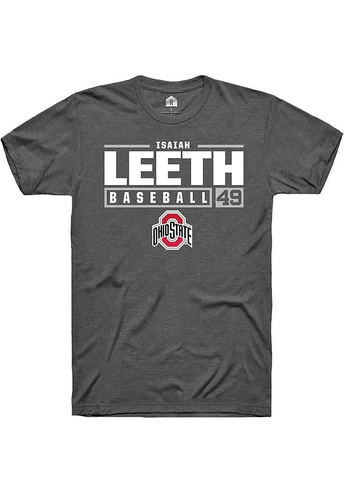 Isaiah Leeth  Ohio State Buckeyes Dark Grey Rally NIL Stacked Box Short Sleeve T Shirt