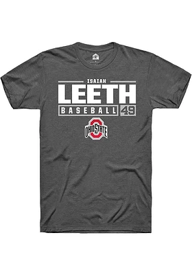 Isaiah Leeth  Ohio State Buckeyes Dark Grey Rally NIL Stacked Box Short Sleeve T Shirt