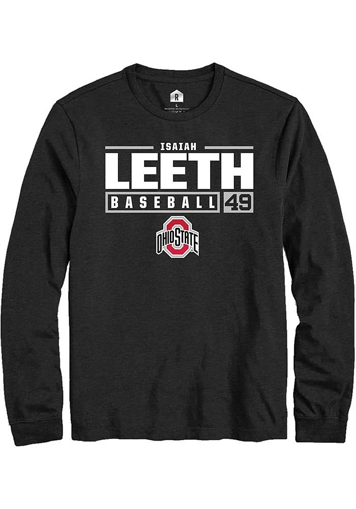 Isaiah Leeth Ohio State Buckeyes Rally NIL Stacked Box Long Sleeve T Shirt