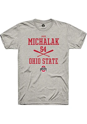 Jake Michalak  Ohio State Buckeyes Ash Rally NIL Sport Icon Short Sleeve T Shirt