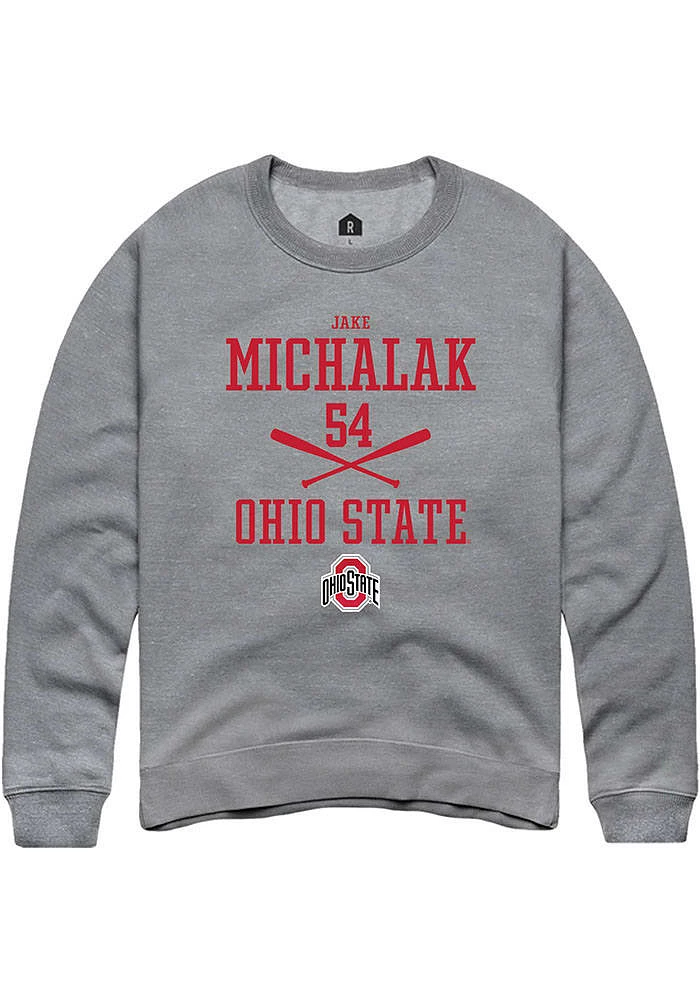 Jake Michalak  Rally Ohio State Buckeyes Mens Graphite NIL Sport Icon Long Sleeve Crew Sweatshir..