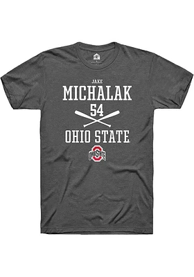 Jake Michalak  Ohio State Buckeyes Dark Grey Rally NIL Sport Icon Short Sleeve T Shirt