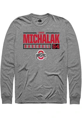 Jake Michalak  Ohio State Buckeyes Graphite Rally NIL Stacked Box Long Sleeve T Shirt