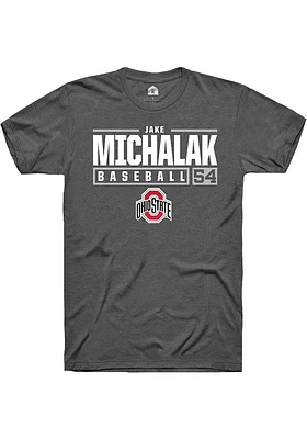 Jake Michalak  Ohio State Buckeyes Dark Grey Rally NIL Stacked Box Short Sleeve T Shirt