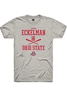 Mason Eckelman  Ohio State Buckeyes Ash Rally NIL Sport Icon Short Sleeve T Shirt