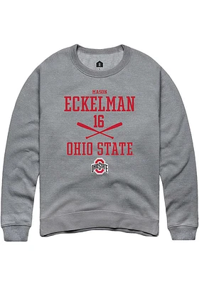 Mason Eckelman  Rally Ohio State Buckeyes Mens Graphite NIL Sport Icon Long Sleeve Crew Sweatshi..