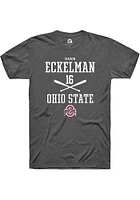 Mason Eckelman  Ohio State Buckeyes Dark Grey Rally NIL Sport Icon Short Sleeve T Shirt