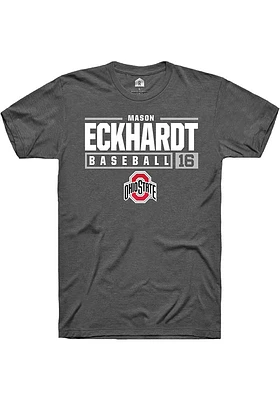 Mason Eckelman  Ohio State Buckeyes Dark Grey Rally NIL Stacked Box Short Sleeve T Shirt