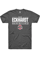 Mason Eckelman  Ohio State Buckeyes Dark Grey Rally NIL Stacked Box Short Sleeve T Shirt