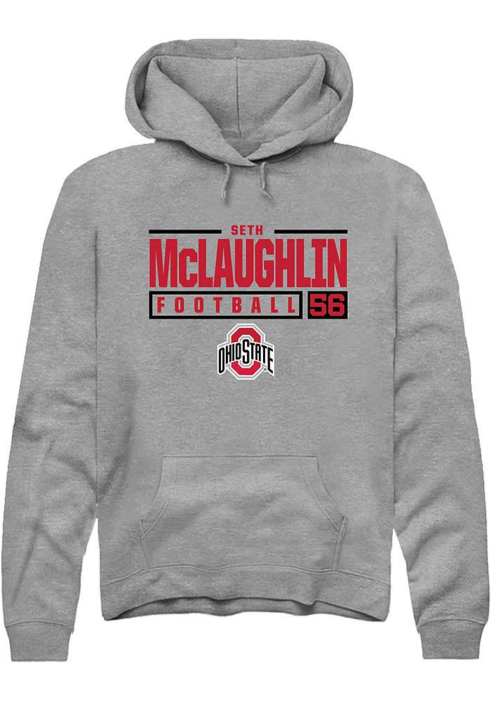 Seth McLaughlin  Rally Ohio State Buckeyes Mens Graphite NIL Stacked Box Long Sleeve Hoodie