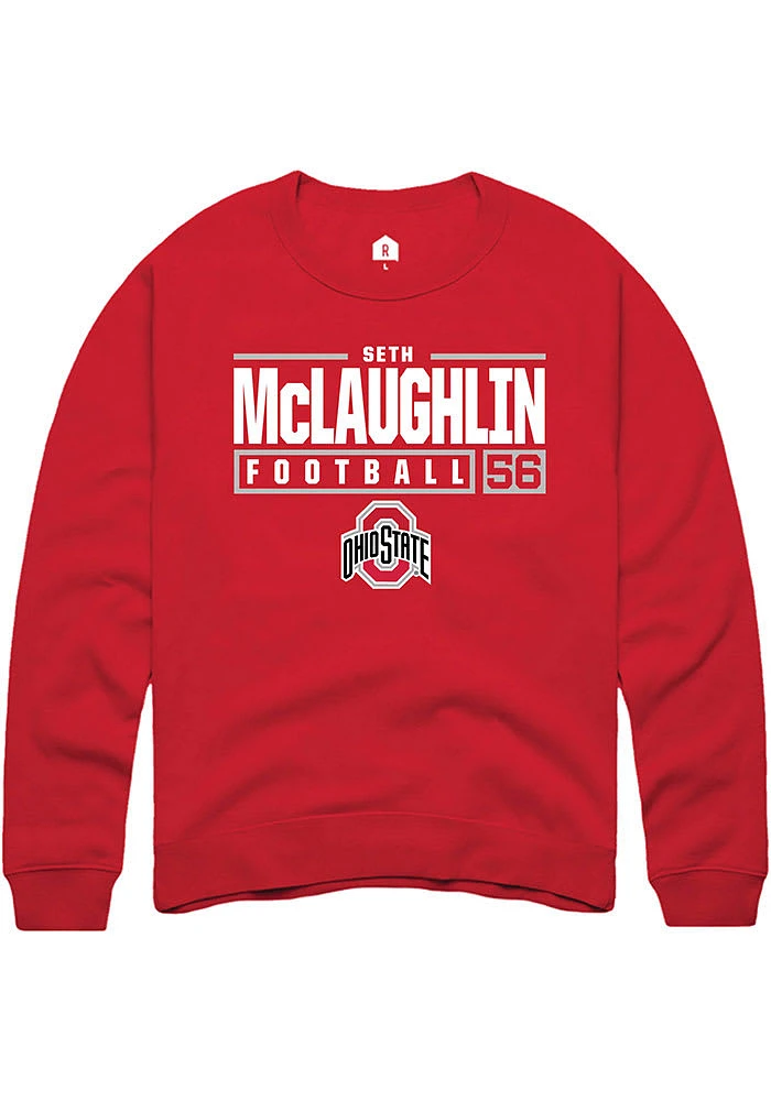 Seth McLaughlin  Rally Ohio State Buckeyes Mens Red NIL Stacked Box Long Sleeve Crew Sweatshirt